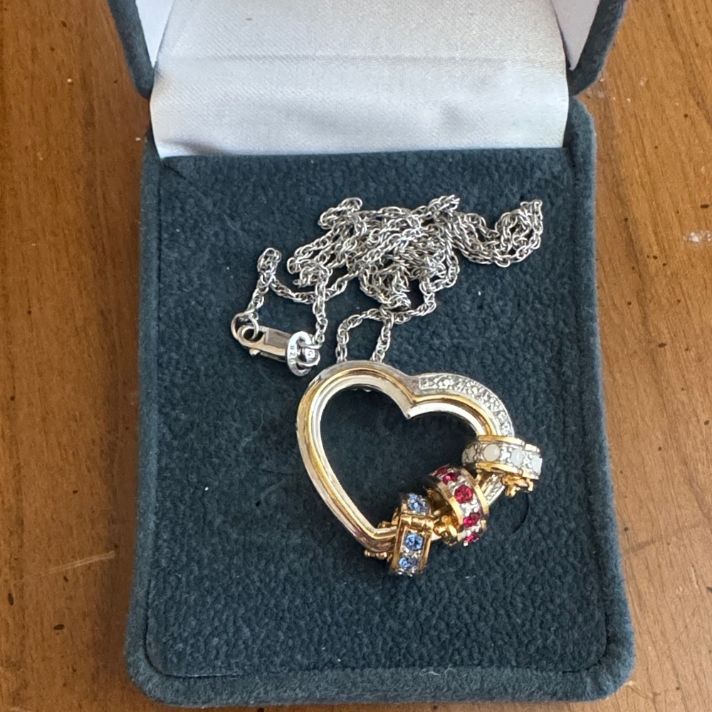 The Bradford Exchange Gold and Silver Heart Necklace and birthstone heart charms